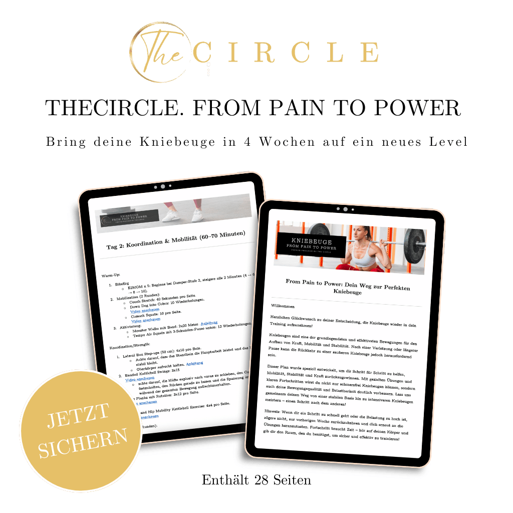 From Pain to Power – Einsteigerplan: 4-Wochen Kniebeuge-Programm mit 3 Einheiten/Woche (28 Seiten, digitaler Download)